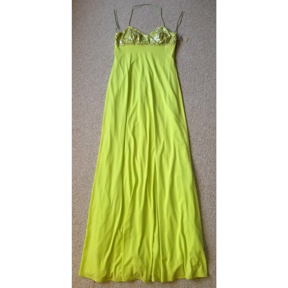 NWOT Womens Dress-JS BOUTIQUE-green babydoll sequin halter maxi formal/prom-6
